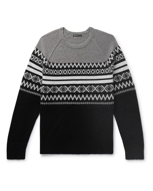 James Perse Fair Isle Cashmere and Cotton-Blend Sweater