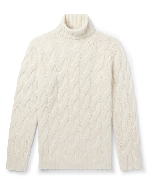 Thom Sweeney Cable-Knit Cashmere Rollneck Sweater
