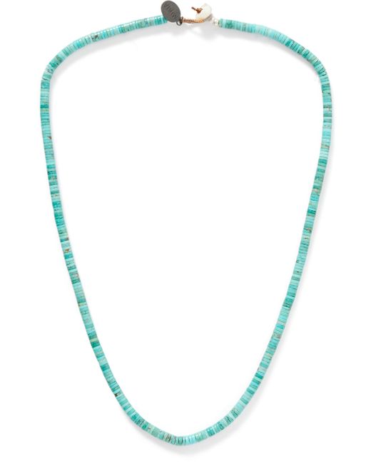 Mikia Silver Shell and Turquoise Beaded Necklace