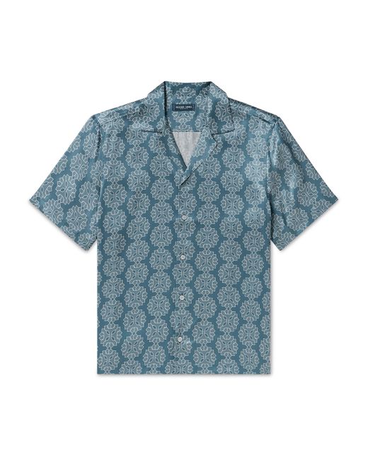 Frescobol Carioca Roberto Camp-Collar Printed Silk Shirt