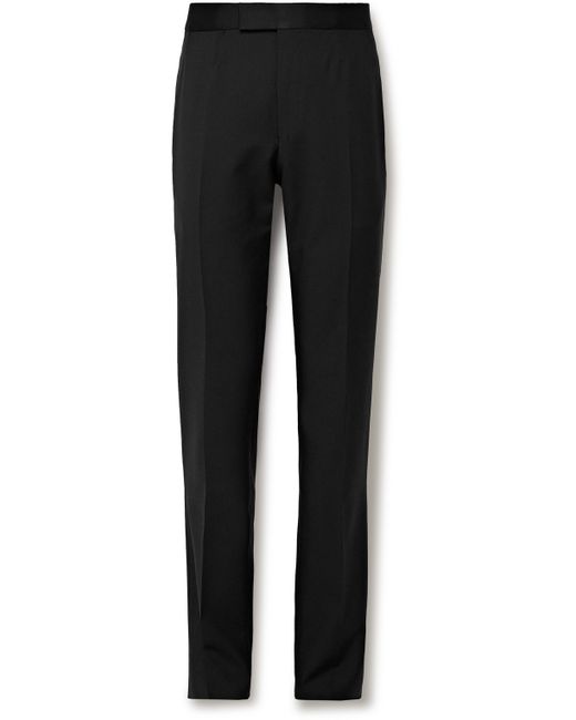 Z Zegna Straight-Leg Satin-Trimmed Wool and Mohair-Blend Tuxedo Trousers
