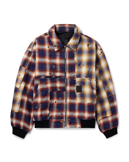 Givenchy Checked Distressed Cotton-Flannel Bomber Jacket