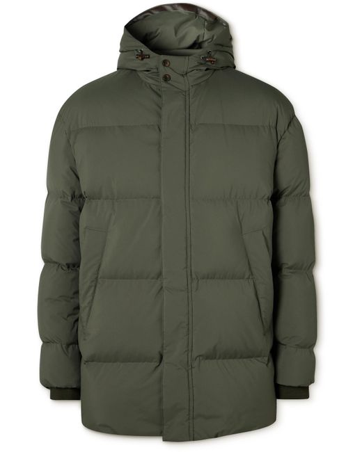 Canali Leather-Trimmed Quilted Shell Hooded Down Jacket