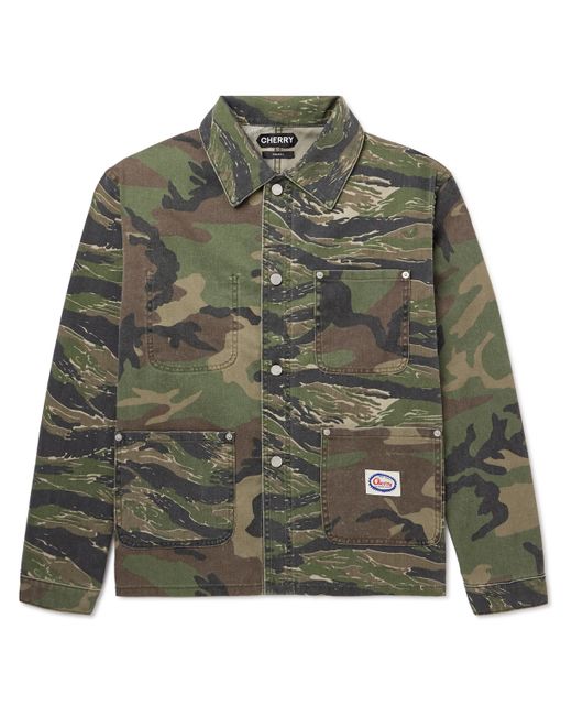 Cherry Los Angeles Patchwork Camouflage-Print Denim Chore Jacket