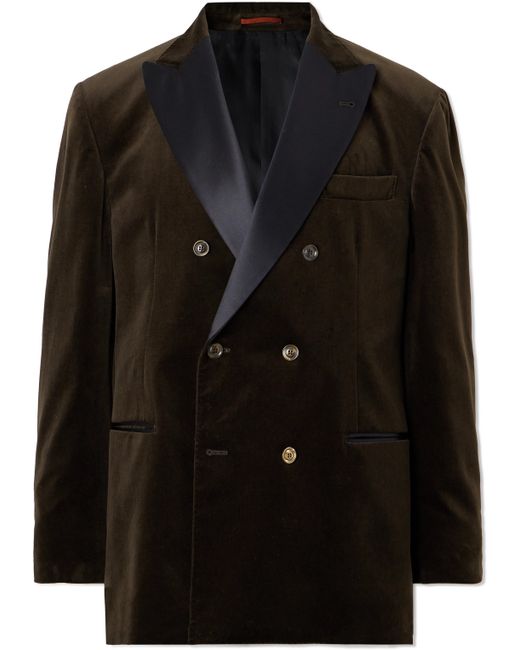 Brunello Cucinelli Shawl-Collar Double-Breasted Cotton-Velvet Tuxedo Jacket