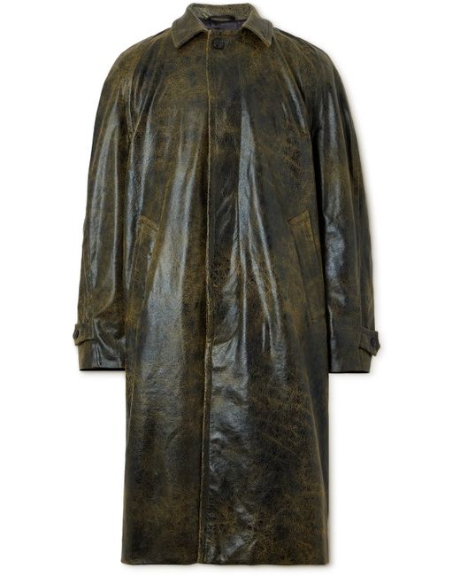 4Sdesigns Distressed Faux Leather Trench Coat