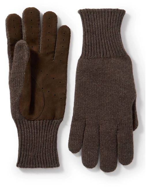 Brunello Cucinelli Suede-Trimmed Cashmere Gloves