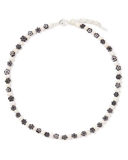 éliou Jengo Silver Pearl and Glass Beaded Necklace