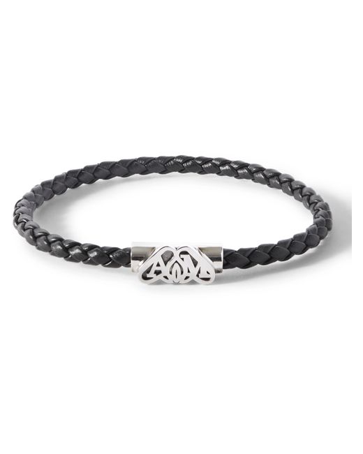 Alexander McQueen Braided Leather and Tone Bracelet