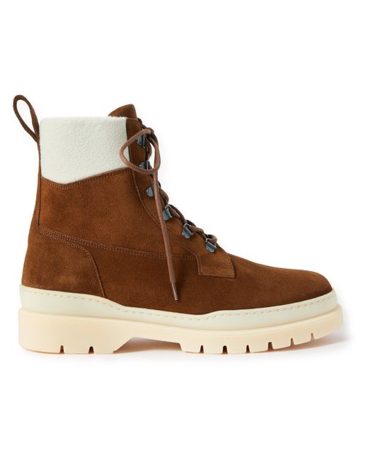 Loro Piana Gravel Shearling-Lined Suede Hiking Boots