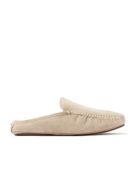 Manolo Blahnik Crawford Shearling-Lined Suede Slippers