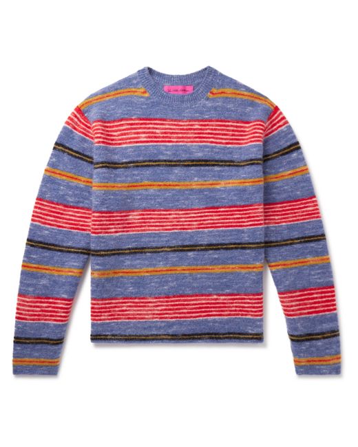 The Elder Statesman Jasper Striped Brushed Cashmere-Blend Sweater