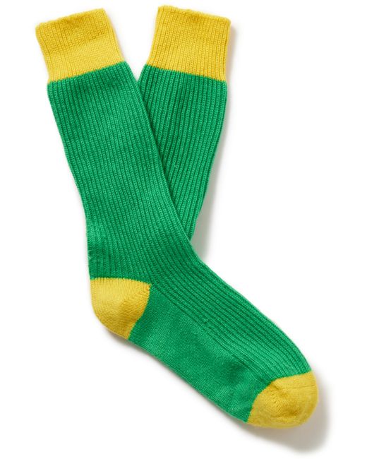 Guest in Residence Two-Tone Ribbed Cashmere Socks