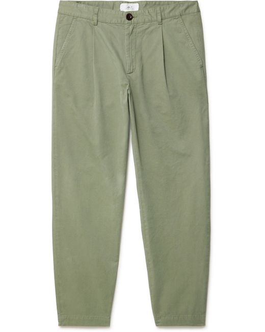 Mr P. Mr P. Tapered Pleated Garment-Dyed Cotton-Blend Twill Trousers