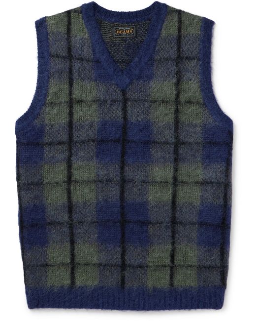 Beams Plus Checked Knitted Sweater Vest