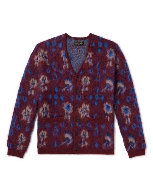 Beams Plus Floral-Jacquard Knitted Cardigan