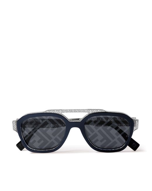 Fendi Silver-Tone and Acetate D-Frame Sunglasses