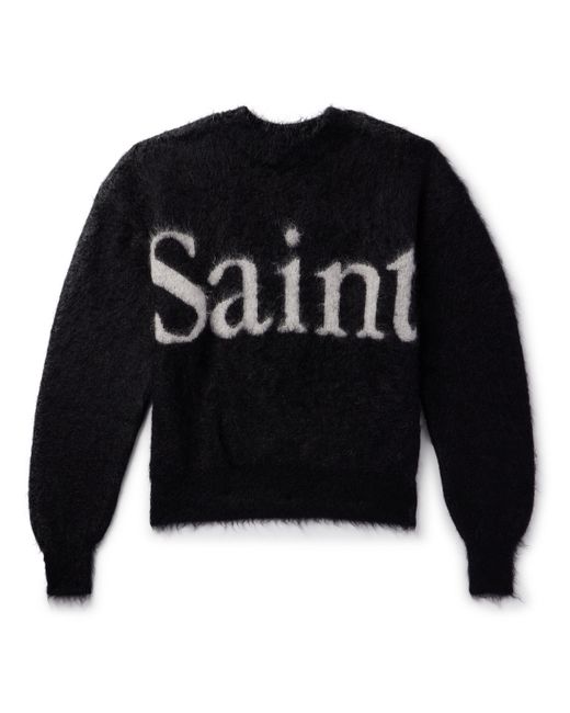Saint Mxxxxxx Logo-Jacquard Brushed Mohair-Blend Sweater