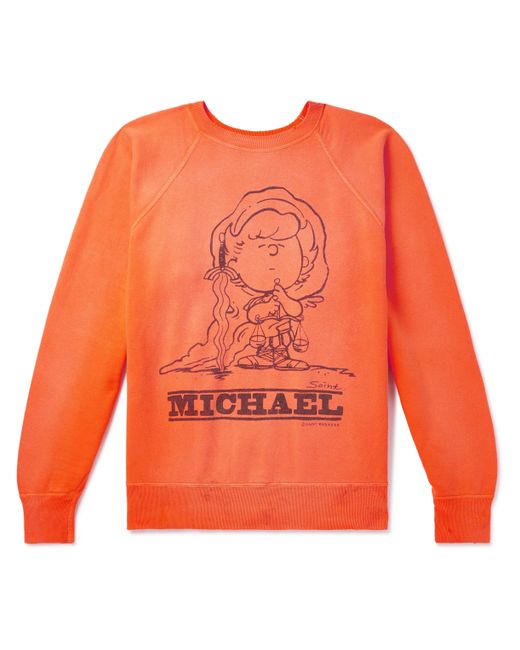 Saint Mxxxxxx Michael Distressed Printed Cotton-Jersey Sweatshirt