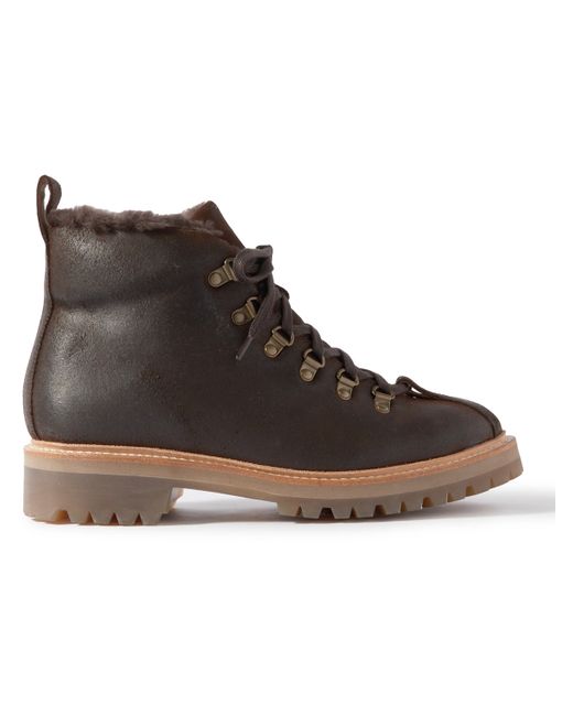 Grenson Bobby Shearling-Lined Waxed-Leather Boots