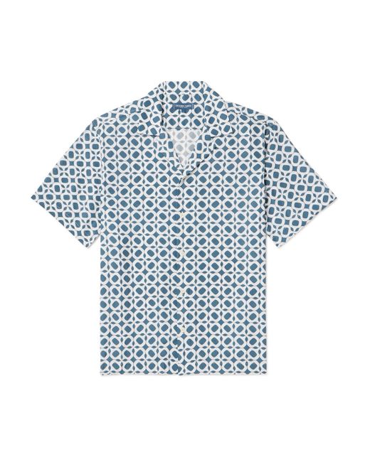Frescobol Carioca Roberto Camp-Collar Printed Lyocell Shirt