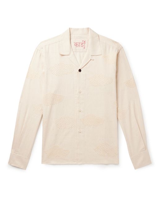 Kardo Ronen Convertible-Collar Embroidered Cotton-Canvas Shirt