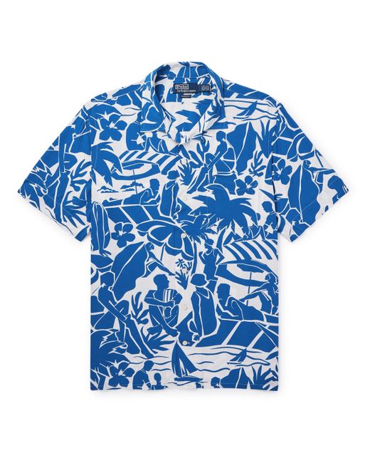 Polo Ralph Lauren Convertible-Collar Printed Satin Shirt