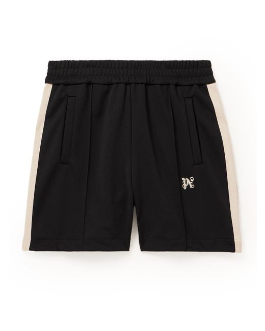 Palm Angels Wide-Leg Logo-Embroidered Striped Jersey Shorts