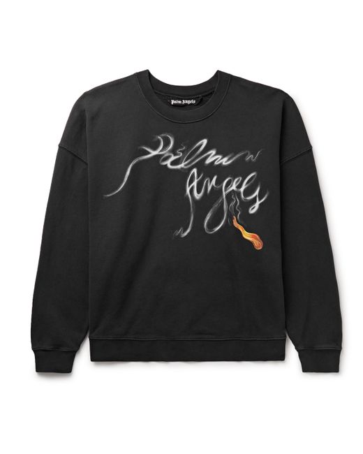 Palm Angels Foggy Logo-Print Cotton-Jersey Sweatshirt