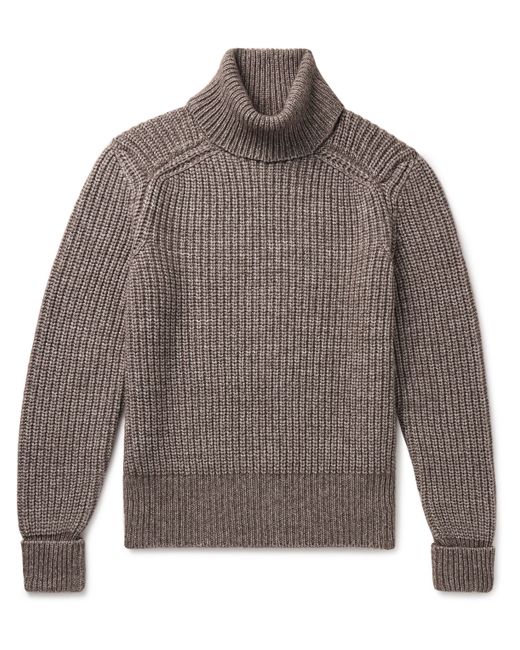 Loro Piana Ribbed Cotton Yak and Virgin Wool-Blend Rollneck Sweater