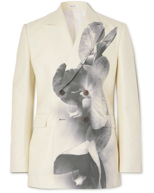 Alexander McQueen Double-Breasted Print Cady Blazer