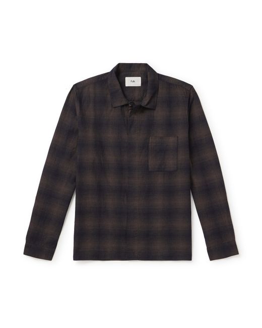 Folk Patch Checked Cotton and Linen-Blend Flannel Shirt