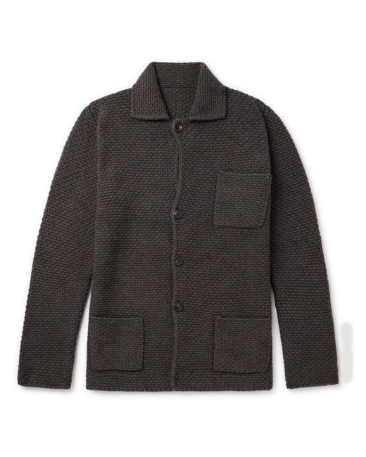 Anderson & Sheppard Slim-Fit Textured Wool and Cashmere-Blend Cardigan