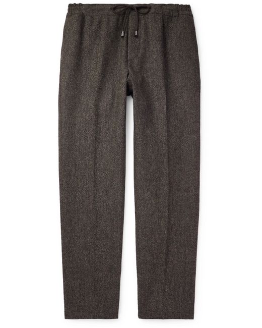 De Petrillo Straight-Leg Pleated Wool-Blend Flannel Suit Trousers