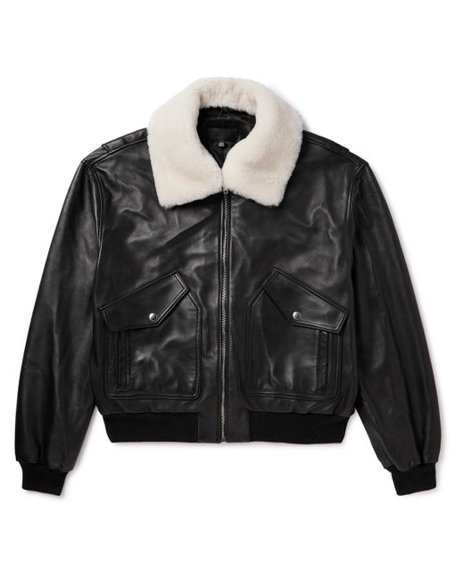 Nili Lotan Elias Shearling-Trimmed Leather Bomber Jacket