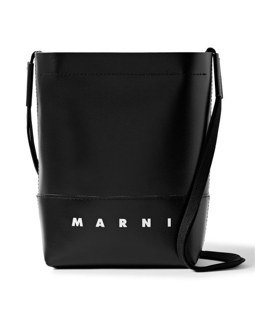 Marni Logo-Print Textured-Leather Bucket Bag