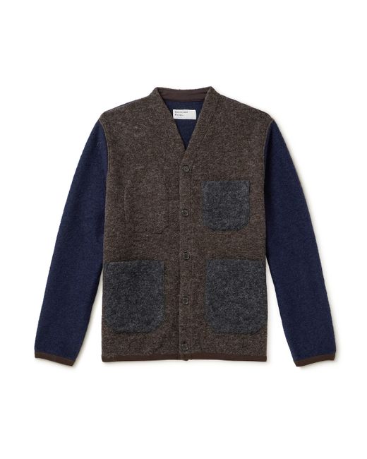 Universal Works Colour-Block Wool-Blend Fleece Cardigan