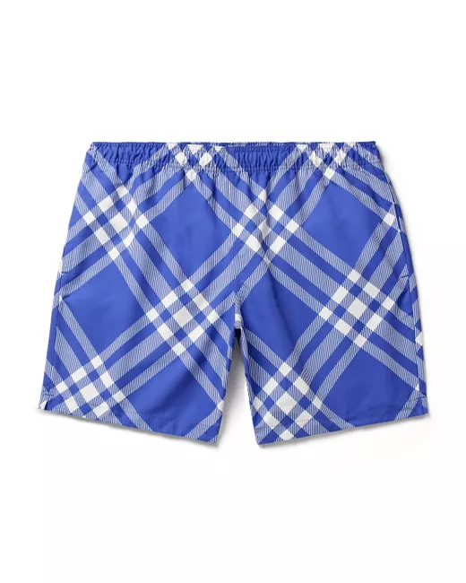 Burberry Straight-Leg Long-Length Checked Swim Shorts