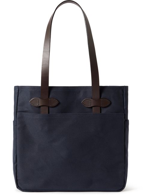 Filson Leather-Trimmed Twill Tote Bag