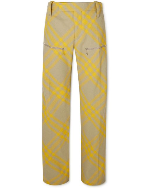 Burberry Wide-Leg Checked Virgin Wool-Twill Trousers