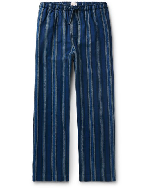 Derek Rose Kelburn 38 Striped Brushed Cotton-Flannel Pyjama Trousers