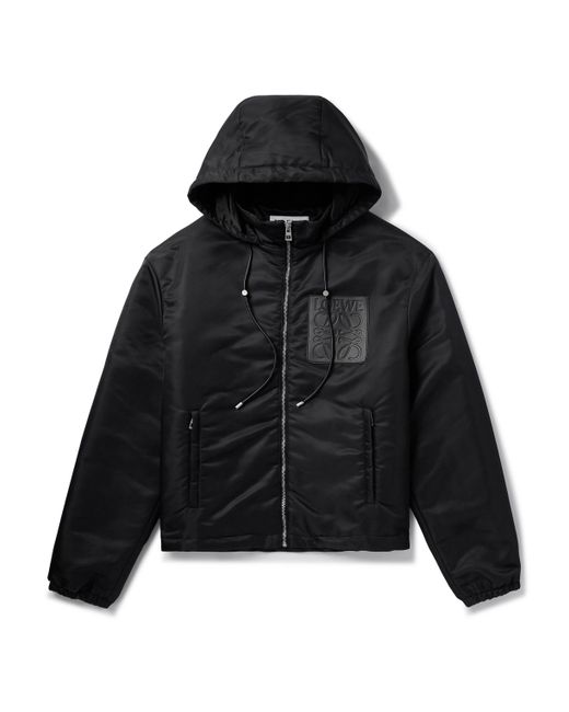 Loewe Leather-Trimmed Shell Hooded Jacket