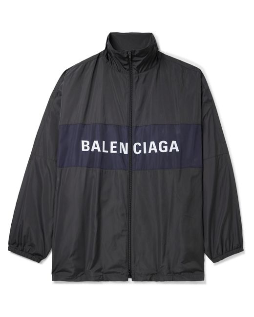 Balenciaga Oversized Logo-Print Colour-Block Shell Jacket