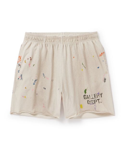 Gallery Dept. Gallery Dept. Insomnia Straight-Leg Logo-Print Paint-Splattered Cotton-Jersey Shorts