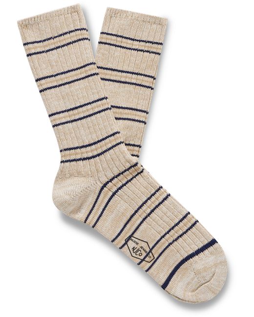 Nudie Jeans Striped Ribbed-Knit Socks