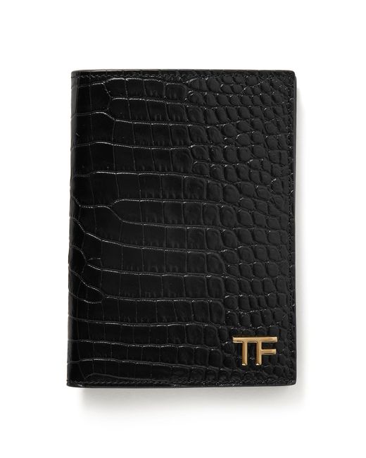 Tom Ford Croc-Effect Glossed-Leather Passport Holder