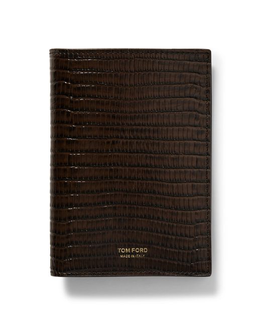 Tom Ford Lizard-Effect Glossed-Leather Passport Holder