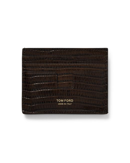 Tom Ford Lizard-Effect Glossed-Leather Cardholder