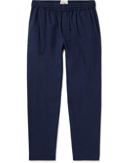 Folk Assembly Cropped Tapered Washed Cotton-Piqué Trousers