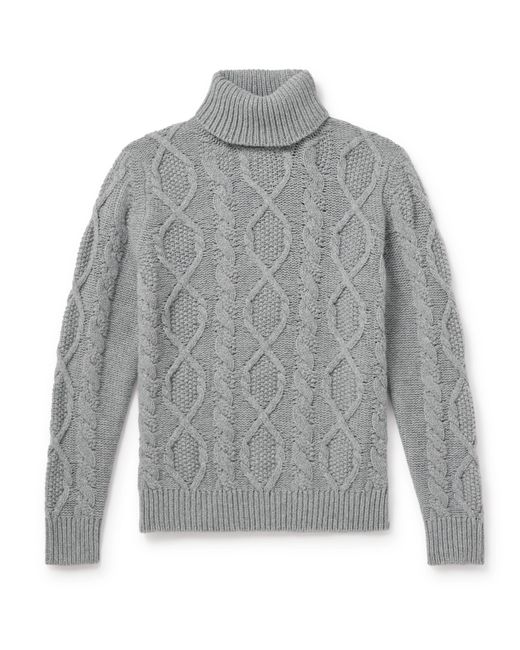 Anderson & Sheppard Aran Cable-Knit Wool and Cashmere-Blend Rollneck Sweater